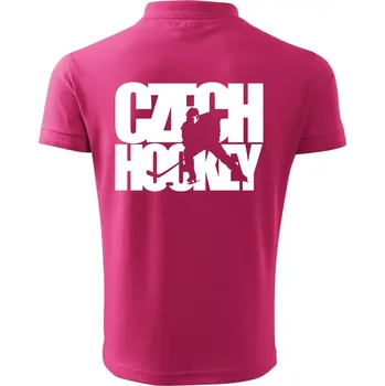 Pánská košile Czech hockey - nápis s hokejistou - Mistrovství světa v ledním hokeji 2026 - Polokošile pánská Pique Polo 203 - 2XL ( Purpurová )