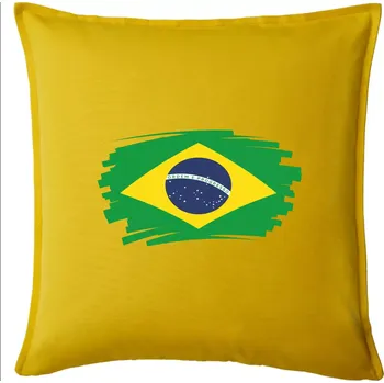 Polštář Brazílie vlajka štětkou - Polštář 50x50 - 50x50 - Pouze potah ( Žlutá )