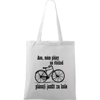 Staré kolo - Plány na důchod - Taška bavlněná - 42 x 38 cm ( Bílá )