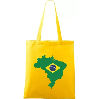 Nákupní taška Brazílie vlajka v mapě - Taška bavlněná - 42 x 38 cm ( Žlutá )