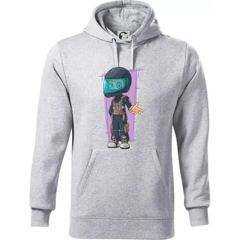 Pánská mikina Vesmírný voják fialový - Mikina pánská Cape s kapucí - M ( Světlešedý Melír )