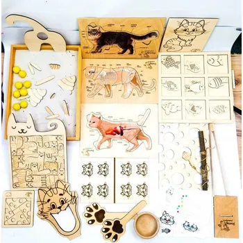 Hračka pro kočku Kočka, sada, stavba kočky, krmení kočky, tlapky kočky, kočičí záchod, kódování, od