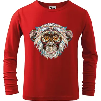 Dětská móda DOBRÝ TRIKO Dětské bavlněné triko Hlava opice Velikost: 122/6 let, Barva: Červená