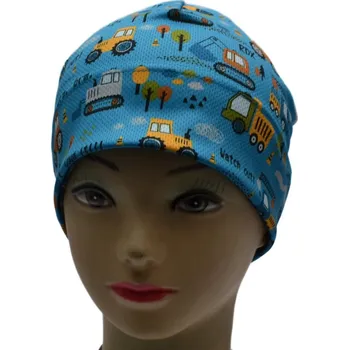 Čepice RDX F1311 Dětská čepice mikropolyester TRAKTORY Barva: tyrkysová, Velikost: 5 (5-7 let)