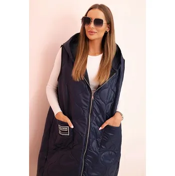 Dámská vesta Prošívaná oversize vesta s kapucí a zipem model 5393 námořnická modrá