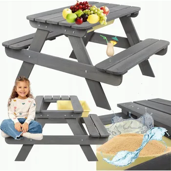 Dětský zahradní nábytek Zahradní lavice s pískovištěm/vodním stolem, stolek a sedátko, stůl 1-6l