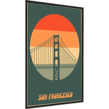 Obraz PLAKÁT MOST GOLDEN GATE VINTAGE v rámu 50 x 70 cm
