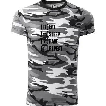 Eat sleep rave repeat - Army CAMOUFLAGE - S ( Šedý maskáč )