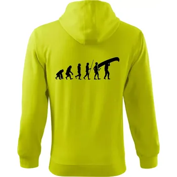 Pánská mikina Evoluce kanoe nad hlavou - Mikina s kapucí na zip trendy zipper - 2XL ( Limetková )