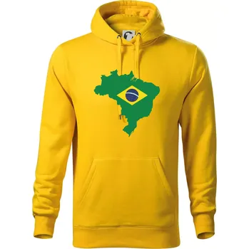 Pánská mikina Brazílie vlajka v mapě - Mikina pánská Cape s kapucí - 4XL ( Žlutá )