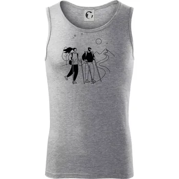 Pánská móda Kreslený pár na výletě - Tílko pánské Core - S ( Tmavě šedý melír )