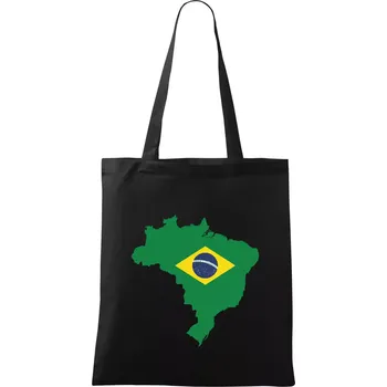 Nákupní taška Brazílie vlajka v mapě - Taška bavlněná - 42 x 38 cm ( Černá )