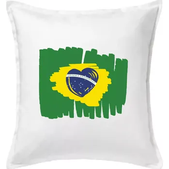 Polštář Brazílie vlajka srdce - Polštář 50x50 - 50x50 - Pouze potah ( Bílá )