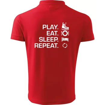 Pánská košile Play Eat Sleep Repeat hokej - Polokošile pánská Pique Polo 203 - XL ( Červená )