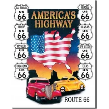 Obraz Kovová cedule USA Route 66 mapa států Dárek