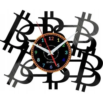 Hodiny BITCOIN HODINY NÁSTĚNNÉ DEKORATIVNÍ MODERNÍ VINYLOVÁ DESKA VINYL JAKO DÁREK