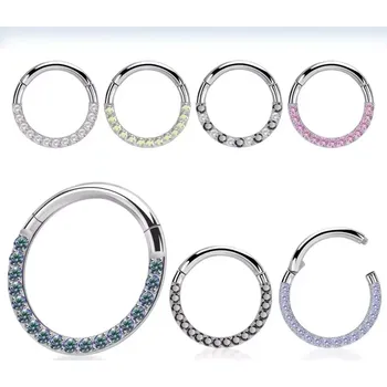 Piercing Otevírací kroužek různých tlouštěk se zirkony různých barev SGSH11 (Otevírací kroužek z chirurgické oceli 316L osázený zirkony SGSH11)