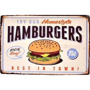 Obraz Plechová cedule Hamburgers
