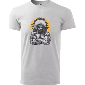 Indián z posilky - Triko extra velké (5-8XL) - 7XL ( Světlešedý Melír )
