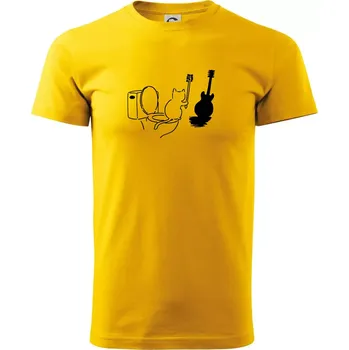 Kočka a kytara WC - Triko extra velké (5-8XL) - 6XL ( Žlutá )