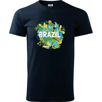 Brazílie Barevný obrázek - Triko extra velké (5-8XL) - 6XL ( Námořní modrá (velmi tmavá - téměř černá) )