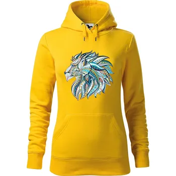 Dámské oblečení DOBRÝ TRIKO Dámská mikina s potiskem Hlava lva Velikost dámské mikiny: M, Barva: Žlutá
