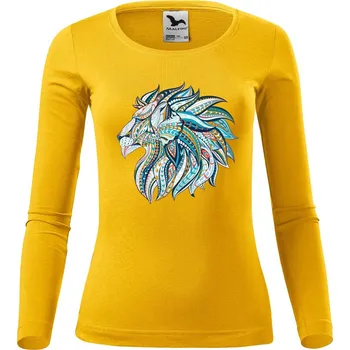 Dámské oblečení DOBRÝ TRIKO Dámské bavlněné triko Hlava lva Velikost: XS, Barva: Žlutá