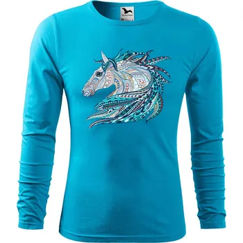 DOBRÝ TRIKO Pánské bavlněné triko Hlava koně Velikost: XL, Barva: Tyrkysová