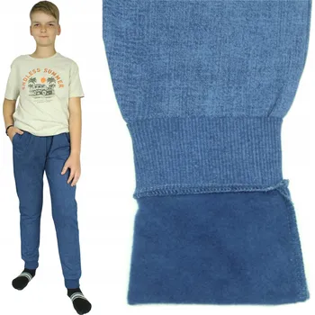 Chlapecké kalhoty IKA Dětské tepláky zateplené fleecem 104, vzhled jeans