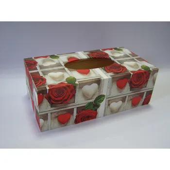 Krabice na papírové kapesníky - Růže a srdce