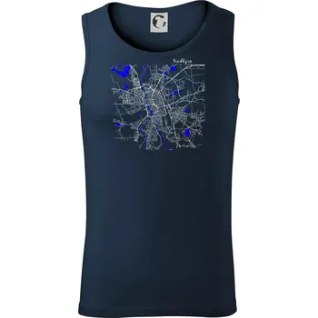 Budějce - Mapa s vodními toky - Tílko pánské Core - 2XL ( Námořní modrá (velmi tmavá - téměř černá) )