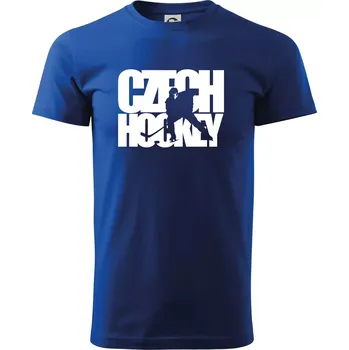 Czech hockey - nápis s hokejistou - Mistrovství světa v ledním hokeji 2026 - Triko extra velké (5-8XL) - 6XL ( Královská modrá )