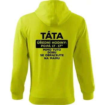 Pánská mikina Táta úřední hodiny - Mikina s kapucí na zip trendy zipper - XL ( Limetková )