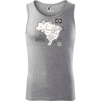 Brazílie mapa s názvy regionů - Tílko pánské Core - S ( Tmavě šedý melír )