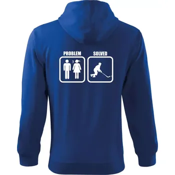 Pánská mikina Problém hokejista - Mikina s kapucí na zip trendy zipper - 3XL ( Královská modrá )