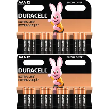 Článková baterie 24x BATERIE ALKALICZNE AAA R3 R03 LR3 1,5V ORIGINÁLNÍ DURACELL OBCHOD FANEO