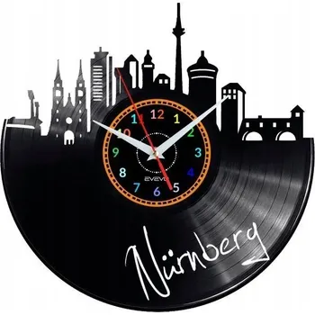 Hodiny NURNBERG NÁSTĚNNÉ HODINY DEKORATIVNÍ MODERNÍ VINYLOVÁ DESKA VINYL JAKO DÁREK