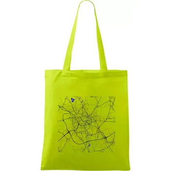 Olomouc - Mapa s vodními toky - Taška bavlněná - 42 x 38 cm ( Limetková )