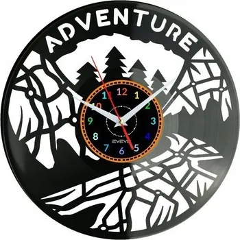 Hodiny ADVENTURE NÁSTĚNNÉ HODINY DEKORATIVNÍ MODERNÍ VINYLOVÁ DESKA VINYL JAKO DÁREK