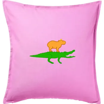 Polštář Kapybara na krokodýlovi (Moňas) - Polštář 50x50 - 50x50 - Pouze potah ( Růžová )
