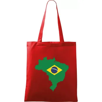 Brazílie vlajka v mapě - Taška bavlněná - 42 x 38 cm ( Červená )