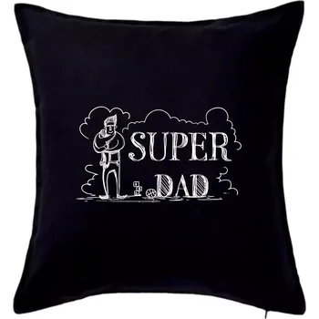 Polštář Kreslený nápis super dad - Polštář 50x50 - 50x50 - Pouze potah ( Černá )
