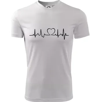 Srdce EKG - Dětské triko sportovní (dresovina) - 158 cm/12 let ( Bílá )