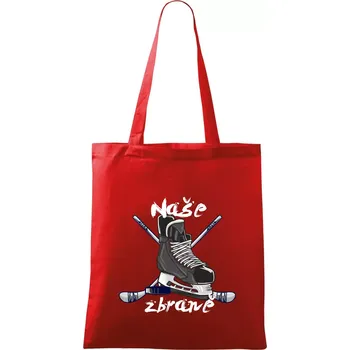 Nákupní taška Hokej - naše zbraně - Taška bavlněná - 42 x 38 cm ( Červená )