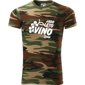 Pánské tričko Jaro, léto, víno, zima - Army CAMOUFLAGE - M ( Hnědý maskáč )