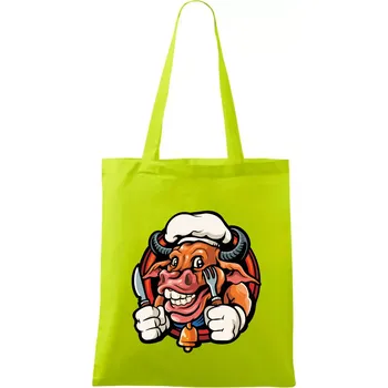 Kráva na gril - Taška bavlněná - 42 x 38 cm ( Limetková )