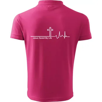Pánská košile Jesus Saved My Life kříž ekg - Polokošile pánská Pique Polo 203 - S ( Purpurová )