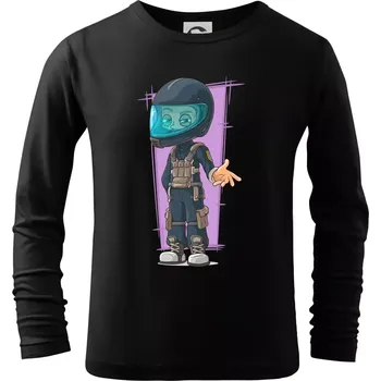 Chlapecké tričko Vesmírný voják fialový - Triko dětské Long Sleeve - 122 cm/6 let ( Černá )