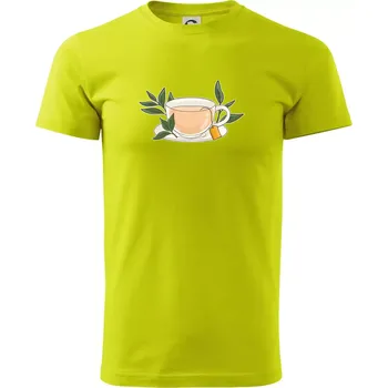 Pánské tričko Šálek čaje - Klasické pánské triko vyšší gramáže - 2XL ( Limetková )