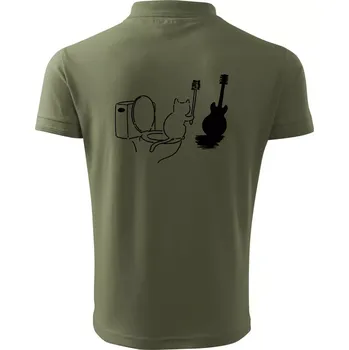 Pánská košile Kočka a kytara WC - Polokošile pánská Pique Polo 203 - 2XL ( Khaki )